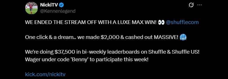 Twitter NickiTV Luxe Max Win